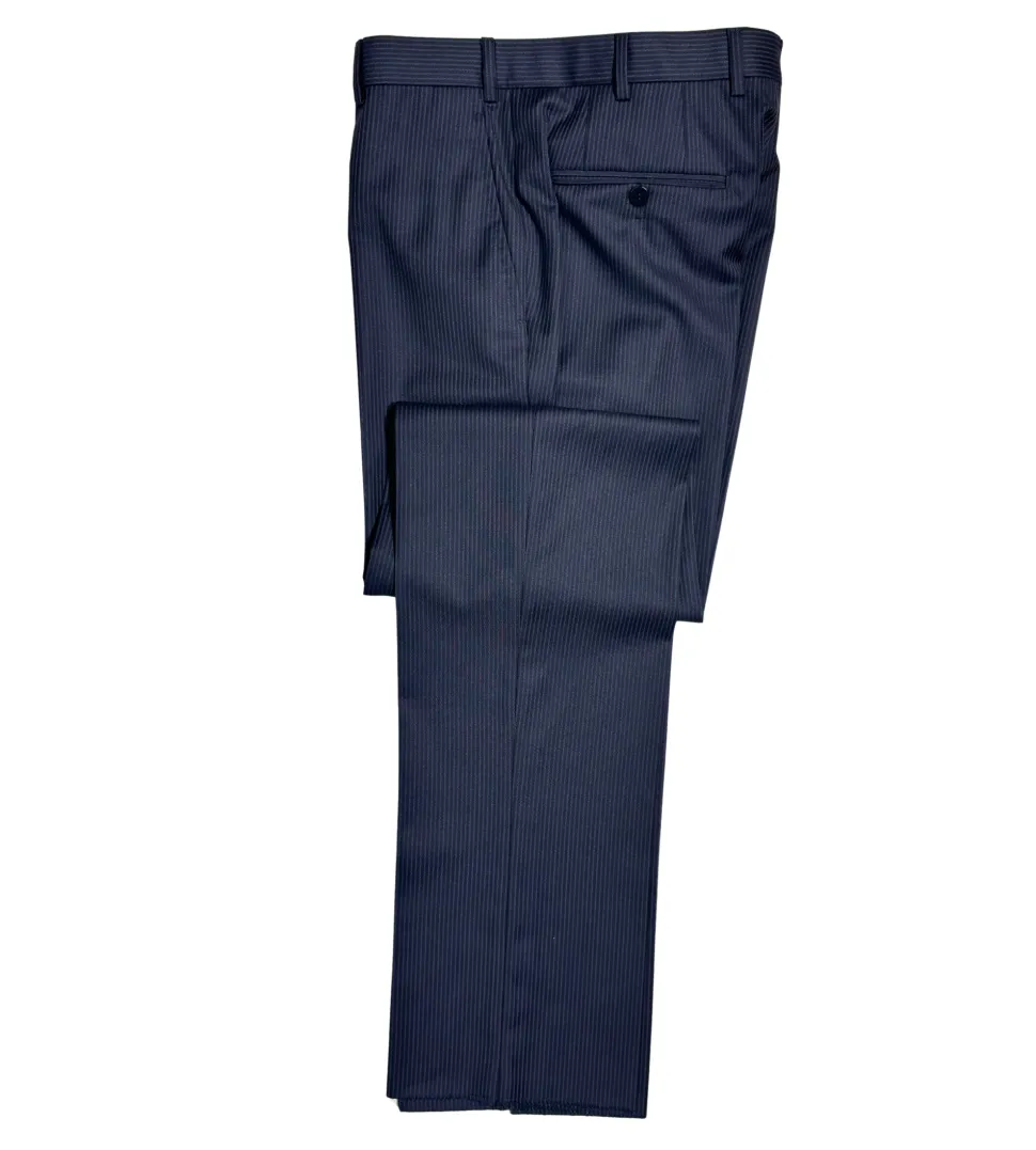 Isaia Mens Dark Navy Pinstripe Fully-Canvassed Notch Lapel Classic Fit 2-Button Wool Suit - 40R