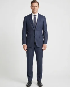 Isaia Mens Dark Navy Pinstripe Fully-Canvassed Notch Lapel Classic Fit 2-Button Wool Suit - 40R