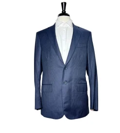 Isaia Mens Dark Navy Pinstripe Fully-Canvassed Notch Lapel Classic Fit 2-Button Wool Suit - 40R