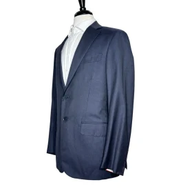 Isaia Mens Dark Navy Pinstripe Fully-Canvassed Notch Lapel Classic Fit 2-Button Wool Suit - 40R