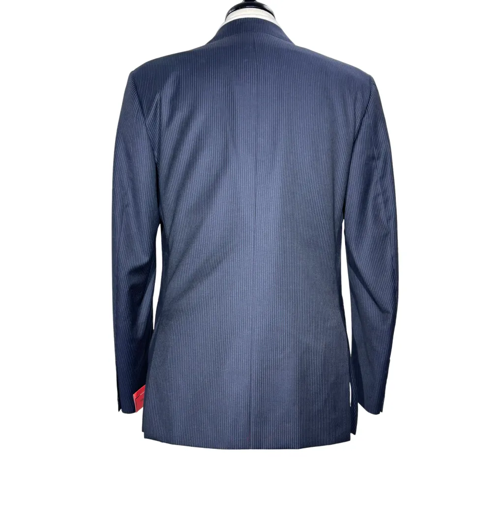 Isaia Mens Dark Navy Pinstripe Fully-Canvassed Notch Lapel Classic Fit 2-Button Wool Suit - 40R
