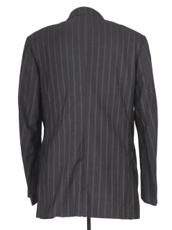 Isaia Mens 46L Drop 8 Gray Striped 150s Wool Silk Blend Slim Fit 2 Piece Suit