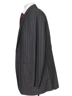 Isaia Mens 46L Drop 8 Gray Striped 150s Wool Silk Blend Slim Fit 2 Piece Suit