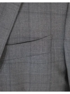 Isaia Mens 44R Drop 8 Gray Check 100% Wool Slim Fit 2 Piece Suit