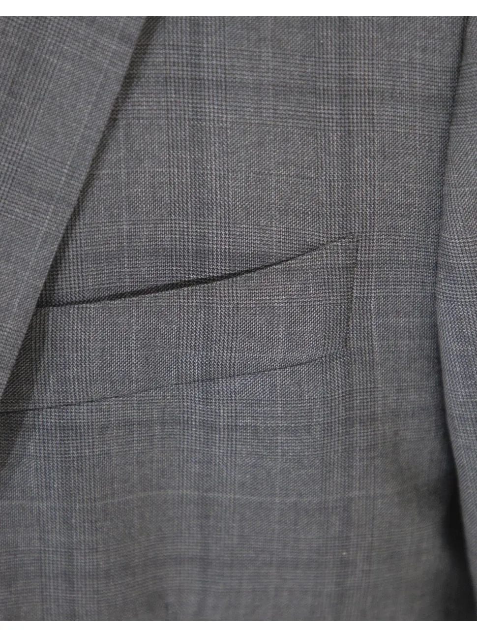 Isaia Mens 44R Drop 8 Gray Check 100% Wool Slim Fit 2 Piece Suit
