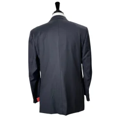 Isaia Mens Solid Dark Charcoal Fully-Canvassed Peak Lapel Classic Fit 1-Button Wool Tuxedo - 44R