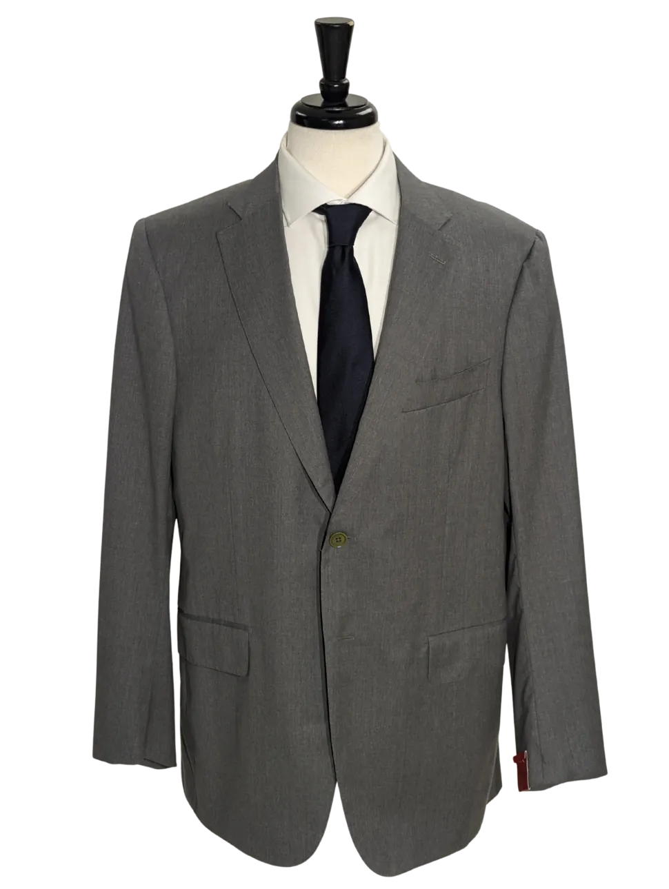 Isaia Solid Gray 100% Wool Suit 44R