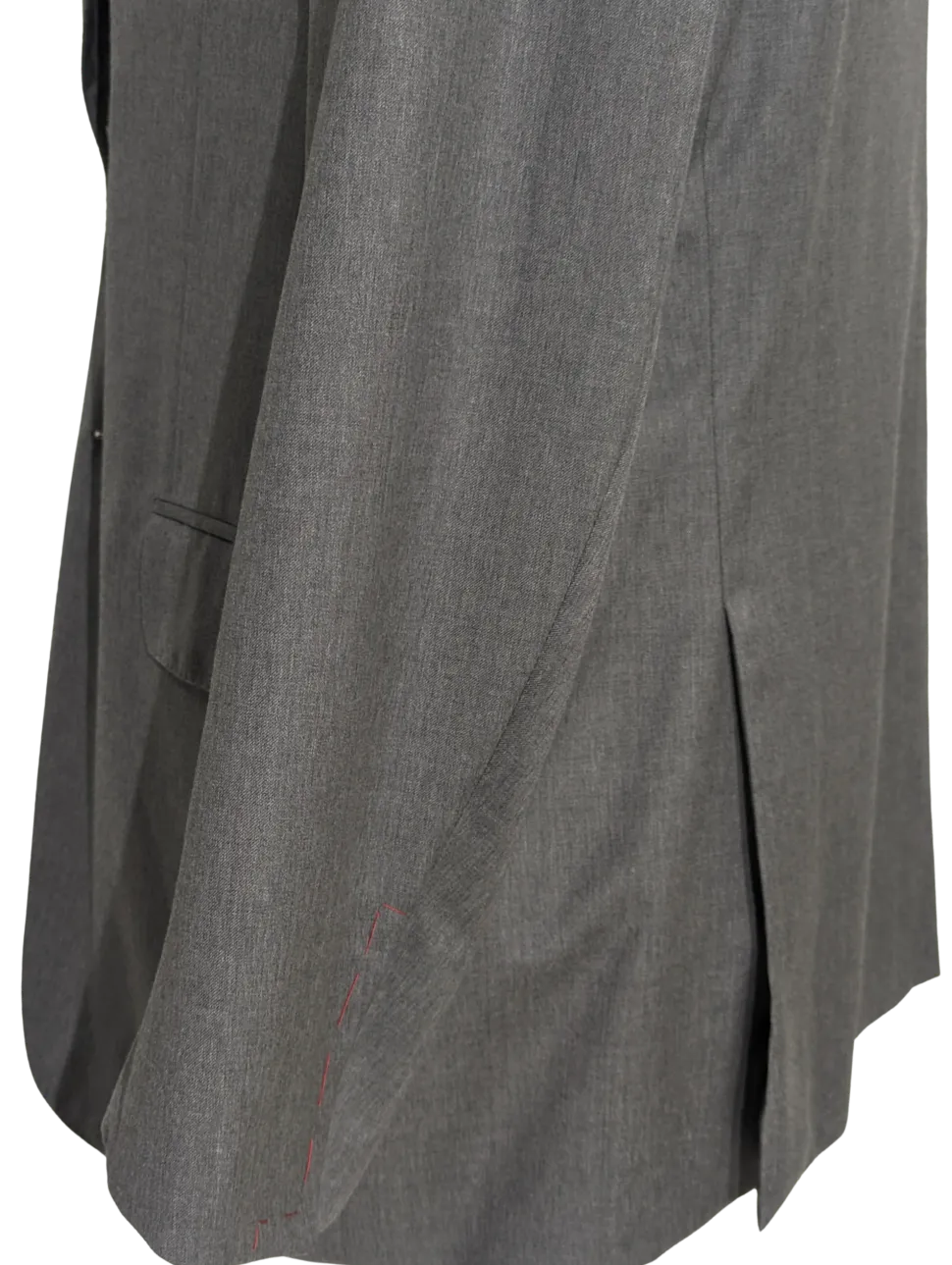 Isaia Solid Gray 100% Wool Suit 44R