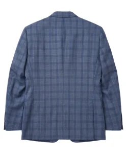 Italiano Blue Plaid Wool Slim Fit Notch Lapel 2 Button Suit