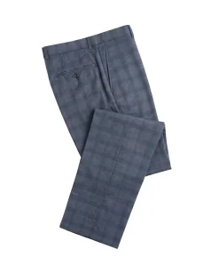 Italiano Blue Plaid Wool Slim Fit Notch Lapel 2 Button Suit
