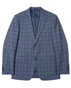 Italiano Blue Plaid Wool Slim Fit Notch Lapel 2 Button Suit