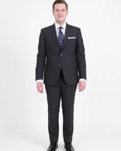 Italiano Guabello Fabric Slim Fit Gray Check Super 150's Wool Suit Made In Italy
