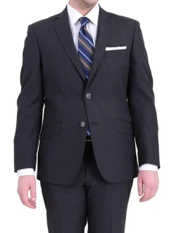Italiano Guabello Fabric Slim Fit Gray Check Super 150's Wool Suit Made In Italy