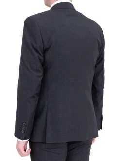 Italiano Guabello Fabric Slim Fit Gray Check Super 150's Wool Suit Made In Italy