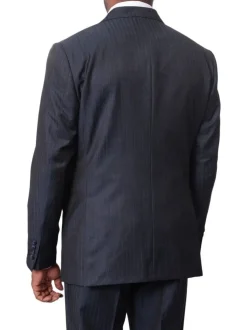 Italiano Men's Blue Sharkskin Ermenegildo Zegna Cloth Wool Slim Fit Suit