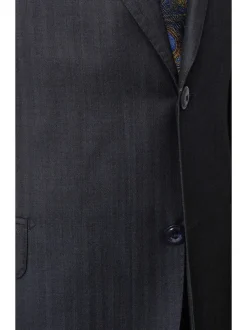 Italiano Men's Blue Sharkskin Ermenegildo Zegna Cloth Wool Slim Fit Suit