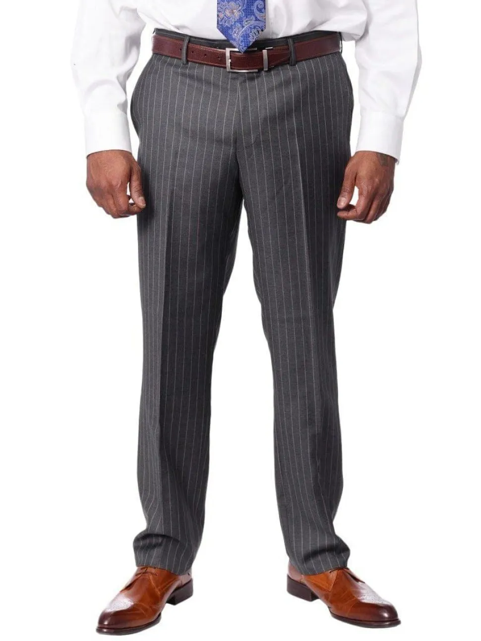 Italiano Men's Gray Pinstripe Wool Slim Fit Suit