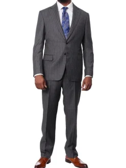 Italiano Men's Gray Pinstripe Wool Slim Fit Suit