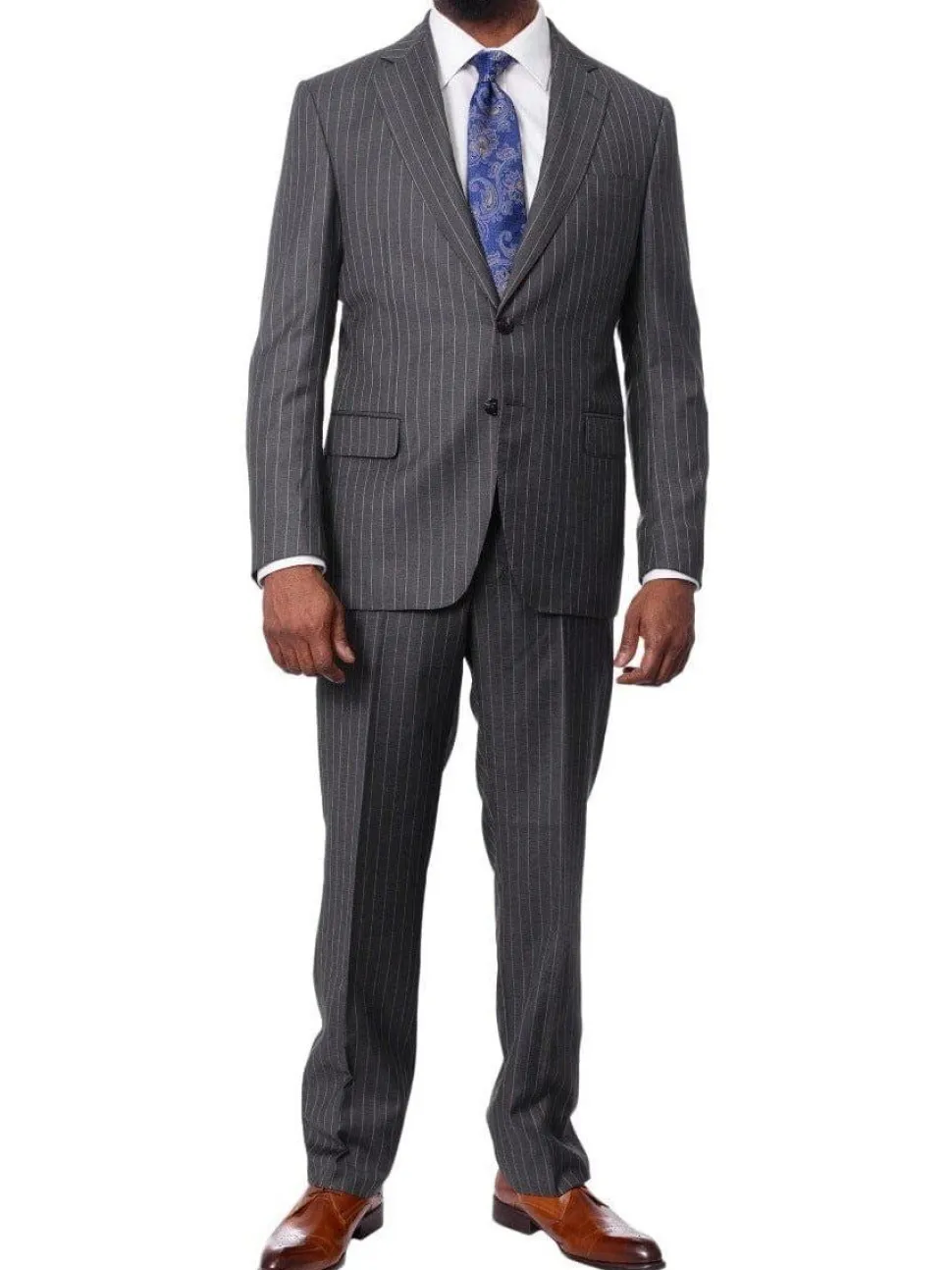 Italiano Men's Gray Pinstripe Wool Slim Fit Suit