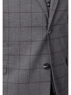 Italiano Mens Gray Windowpane 100% Zegna Wool Slim Fit 2 Piece Suit
