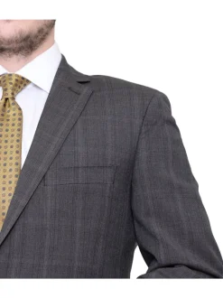 Italiano Slim Fit Brown Plaid Super 150's Cerruti Wool Suit Made In Italy