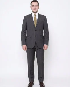 Italiano Slim Fit Brown Plaid Super 150's Cerruti Wool Suit Made In Italy