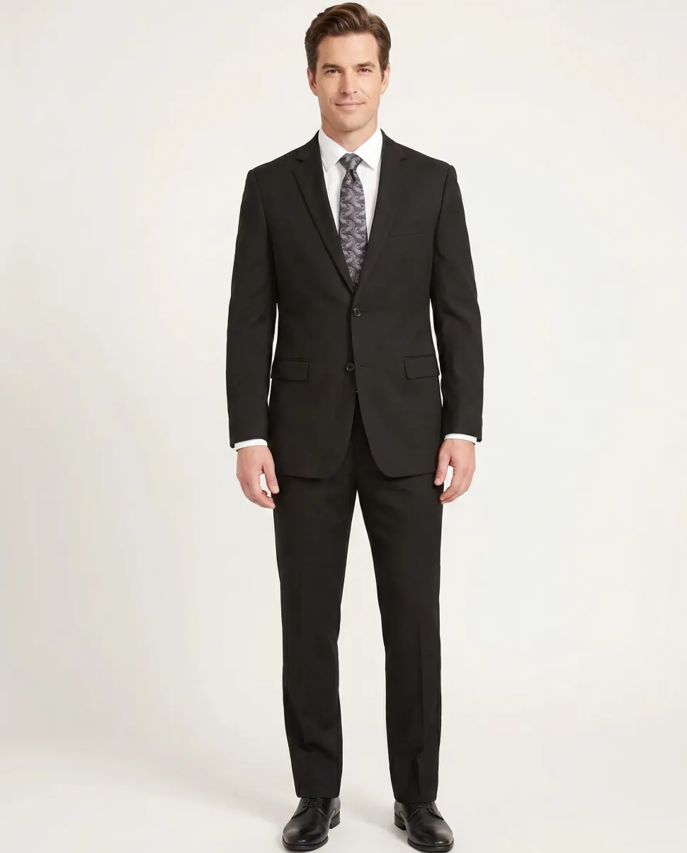I Uomo Classic Fit Black Two Button Wool Suit