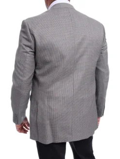 I Uomo Classic Fit Gray Houndstooth Two Button Silk Blend Blazer Sportcoat