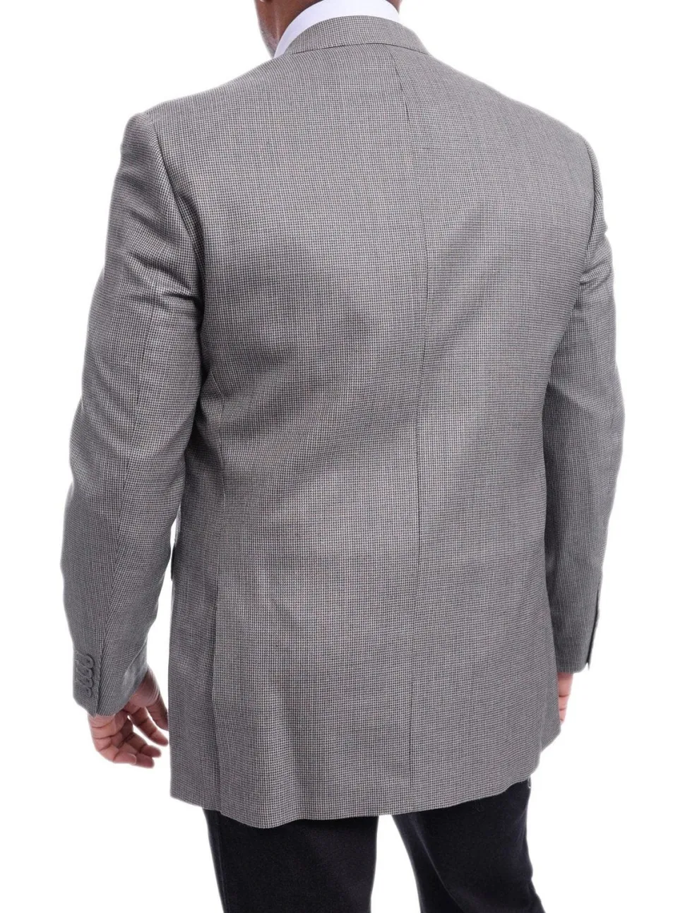 I Uomo Classic Fit Gray Houndstooth Two Button Silk Blend Blazer Sportcoat