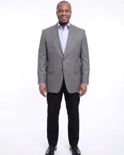 I Uomo Classic Fit Gray Houndstooth Two Button Silk Blend Blazer Sportcoat
