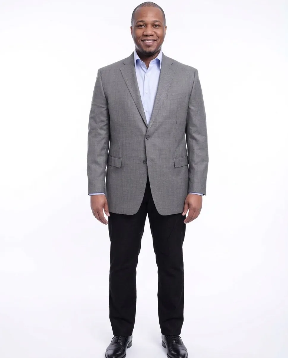 I Uomo Classic Fit Gray Houndstooth Two Button Silk Blend Blazer Sportcoat