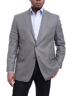 I Uomo Classic Fit Gray Houndstooth Two Button Silk Blend Blazer Sportcoat