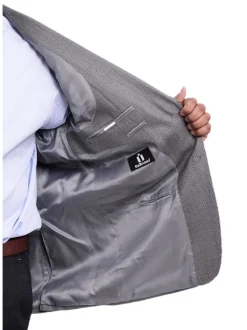 I Uomo Classic Fit Gray Houndstooth Two Button Silk Blend Blazer Sportcoat