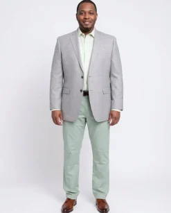 I Uomo Classic Fit Gray Plaid Windowpane Silk Wool Blend Blazer Sportcoat