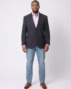 I Uomo Mens Blue Check 100% Wool Regular Fit 2 Button Blazer Sport Coat