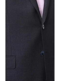 I Uomo Mens Blue Check 100% Wool Regular Fit 2 Button Blazer Sport Coat