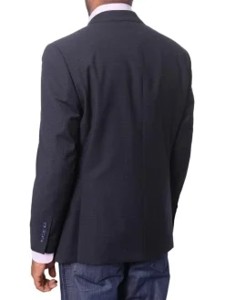 I Uomo Mens Blue Check 100% Wool Regular Fit 2 Button Blazer Sport Coat
