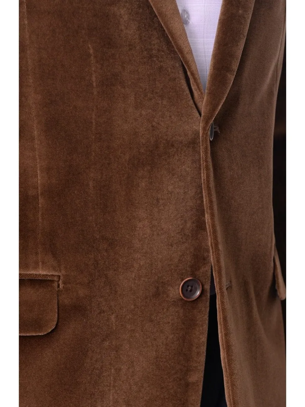 I Uomo Mens Brown Velour 100% Cotton Regular Fit 2 Button Blazer Sport Coat