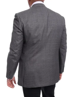 I Uomo Men's Classic Fit Gray Houndstooth Two Button Wool Blazer Sportcoat