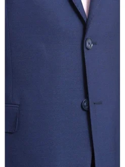 I Uomo Mens Regular Fit Blue Textured 2 Button Wool Blazer Sportcoat