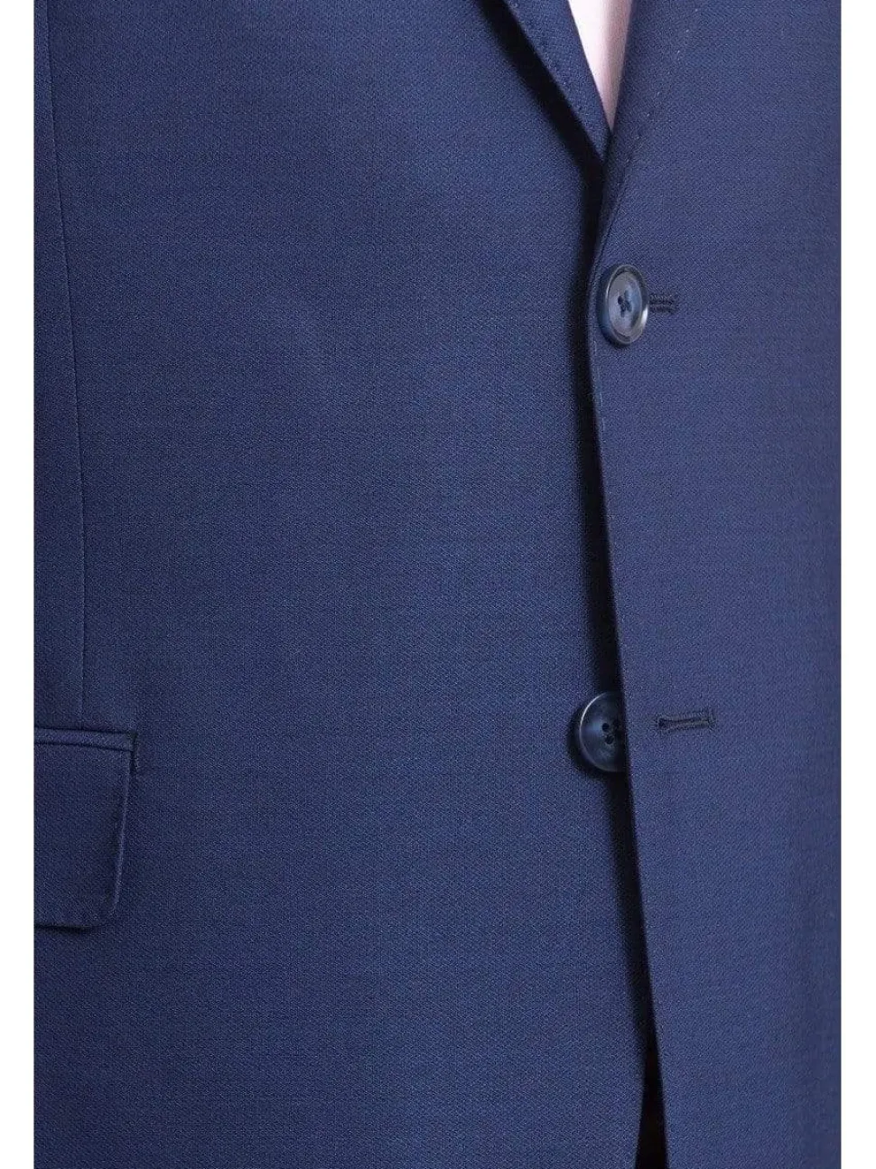 I Uomo Mens Regular Fit Blue Textured 2 Button Wool Blazer Sportcoat