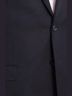 I Uomo Mens Regular Fit Navy Blue Textured 2 Button Wool Blazer Sportcoat