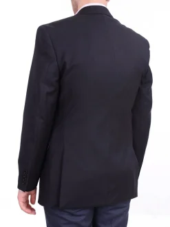 I Uomo Men's Regular Fit Navy Blue Textured Two Button Wool Blazer Sportcoat