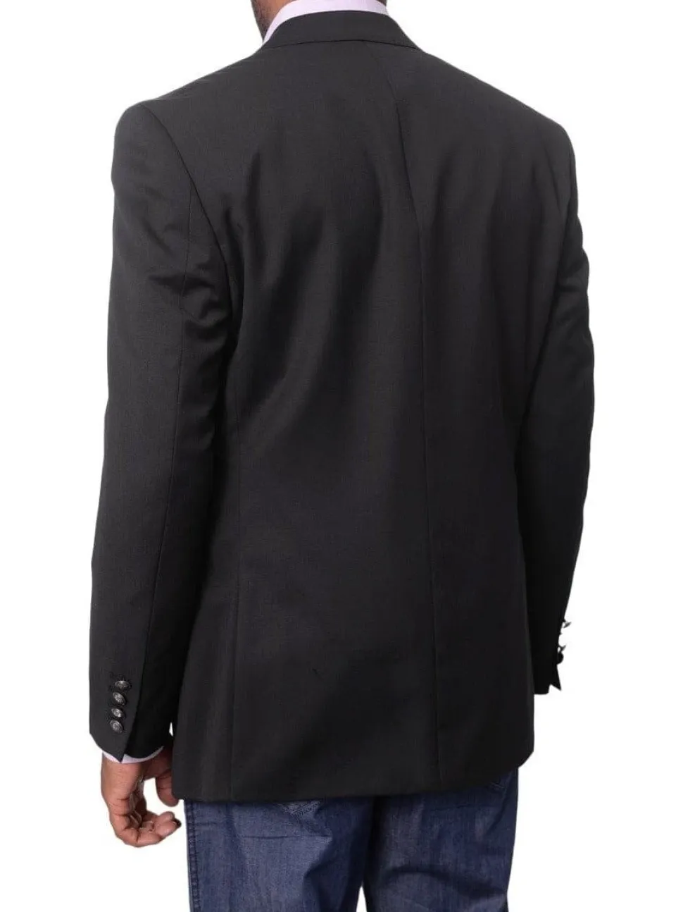 I Uomo Mens Solid Black 100% Wool Regular Fit Blazer Sportcoat