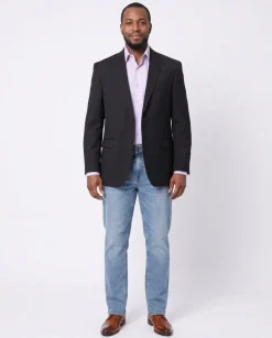 I Uomo Mens Solid Black 100% Wool Regular Fit Blazer Sportcoat