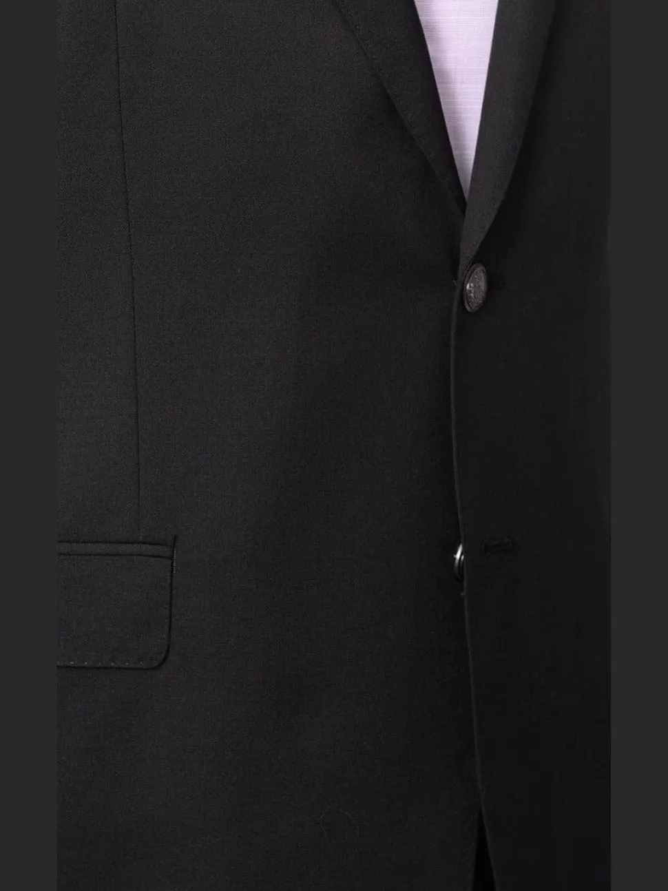 I Uomo Mens Solid Black 100% Wool Regular Fit Blazer Sportcoat