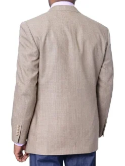 I Uomo Mens Tan Silk Wool Blend Regular Fit Blazer Sportcoat
