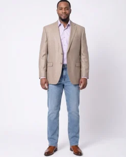 I Uomo Mens Tan Silk Wool Blend Regular Fit Blazer Sportcoat
