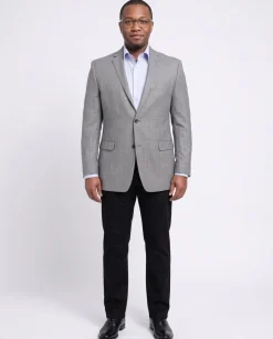 I Uomo Regular Fit Gray Textured Weave Silk Wool Blend Blazer Sportcoat