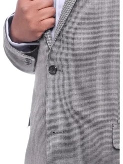 I Uomo Regular Fit Gray Textured Weave Silk Wool Blend Blazer Sportcoat